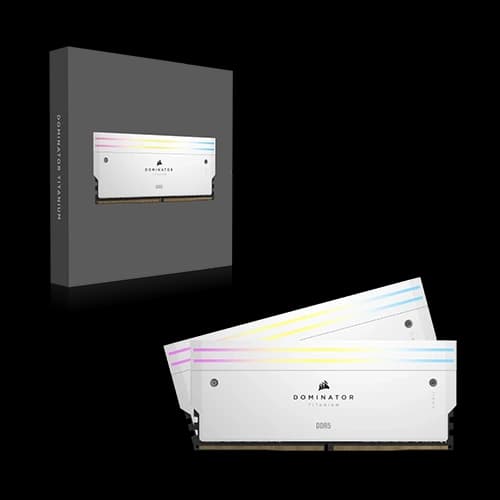 Corsair Dominator Titanium DDR5 6400MHz RAM, 64GB (2x32GB), CL32 Intel XMP ICUE compatible - White
