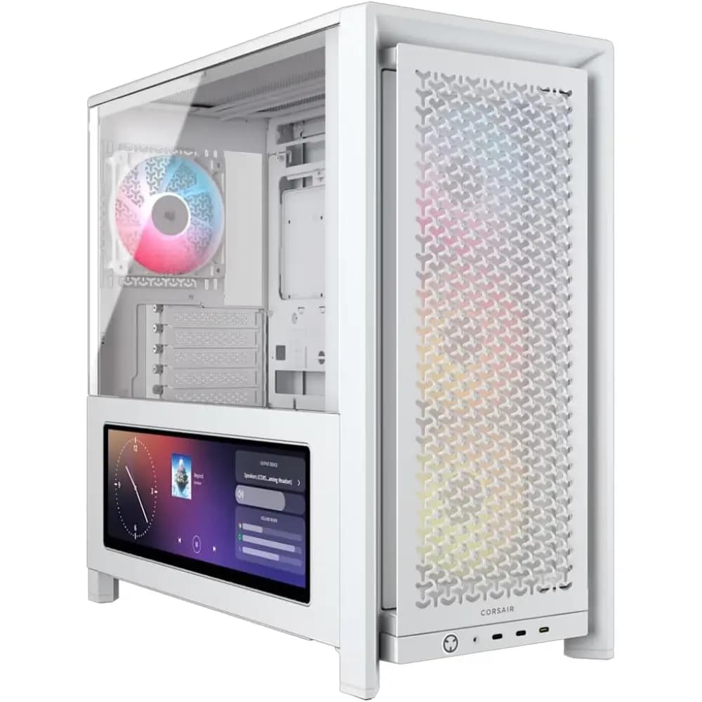 Corsair FRAME 4000D LCD RS ARGB Premium Mid-Tower PC Case White, Tempered Glass, ATX Case Power Supply, Reverse Connector Motherboard Support, Dust Filtration