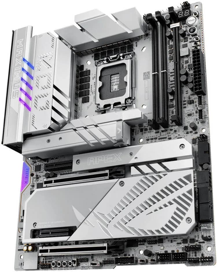 ASUS ROG Maximus Z890 Apex LGA 1851 ATX Motherboard, Intel Z890 Chipset, 2x DDR5 DIMM Slots, Up to 96GB Max Memory, Wi-Fi 7 & BT 5.4, 2x PCIe 5.0 x16 Slots, 6x M.2 Slots, White | 90MB1IP0-M0EAY0 thumbnail 3