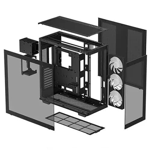 DEEPCOOL CASE CH780 BLACK, Tempered Glass, Mini-ITX, M-ATX, ATX, E-ATX, 9 Slots, Fan Support, Radiator Support, Front I/O Ports, PCIe 4.0 thumbnail 4