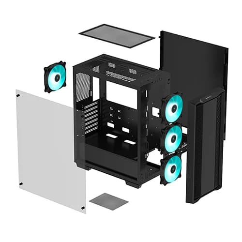 DEEPCOOL CC560 ATX 4F ARGB V2 CASE BLACK, Tempered Glass, Mini-ITX, Micro-ATX, ATX, 7 Slots, Fan Support, Radiator Support, Front I/O Ports thumbnail 4
