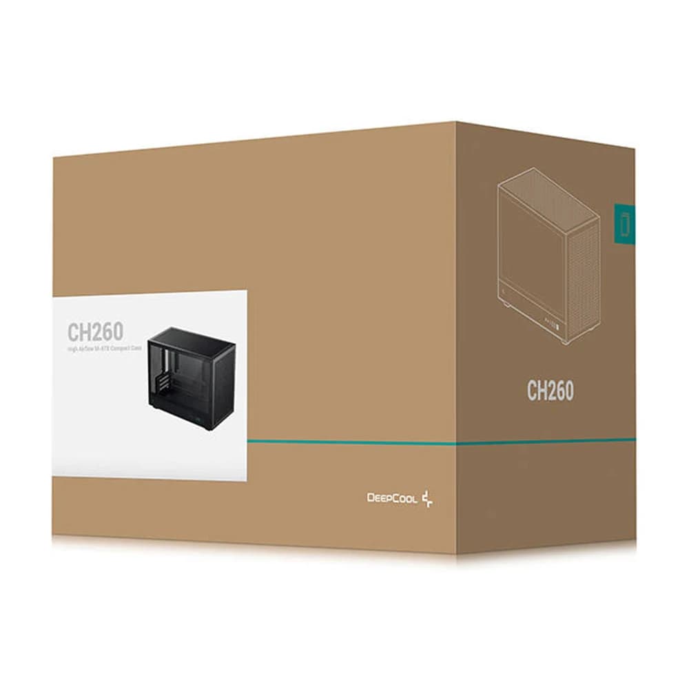 DeepCool CH260 M-ATX PC Case Black, Tempered Glass, Mini-ITX, Micro-ATX, Radiator 360mm, Cooler Height 174mm