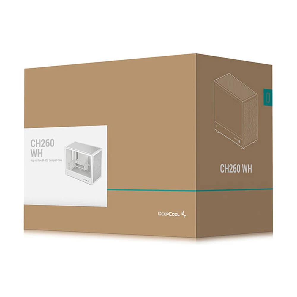 DeepCool CH260 M-ATX PC Case White, Tempered Glass, Mini-ITX, Micro-ATX, Radiator 360mm, Cooler Height 174mm