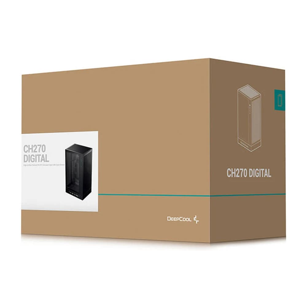 DeepCool CH270 Digital M-ATX PC Case Black, Tempered Glass, Mini-ITX, Micro-ATX, Radiator 360mm, Cooler Height 174mm