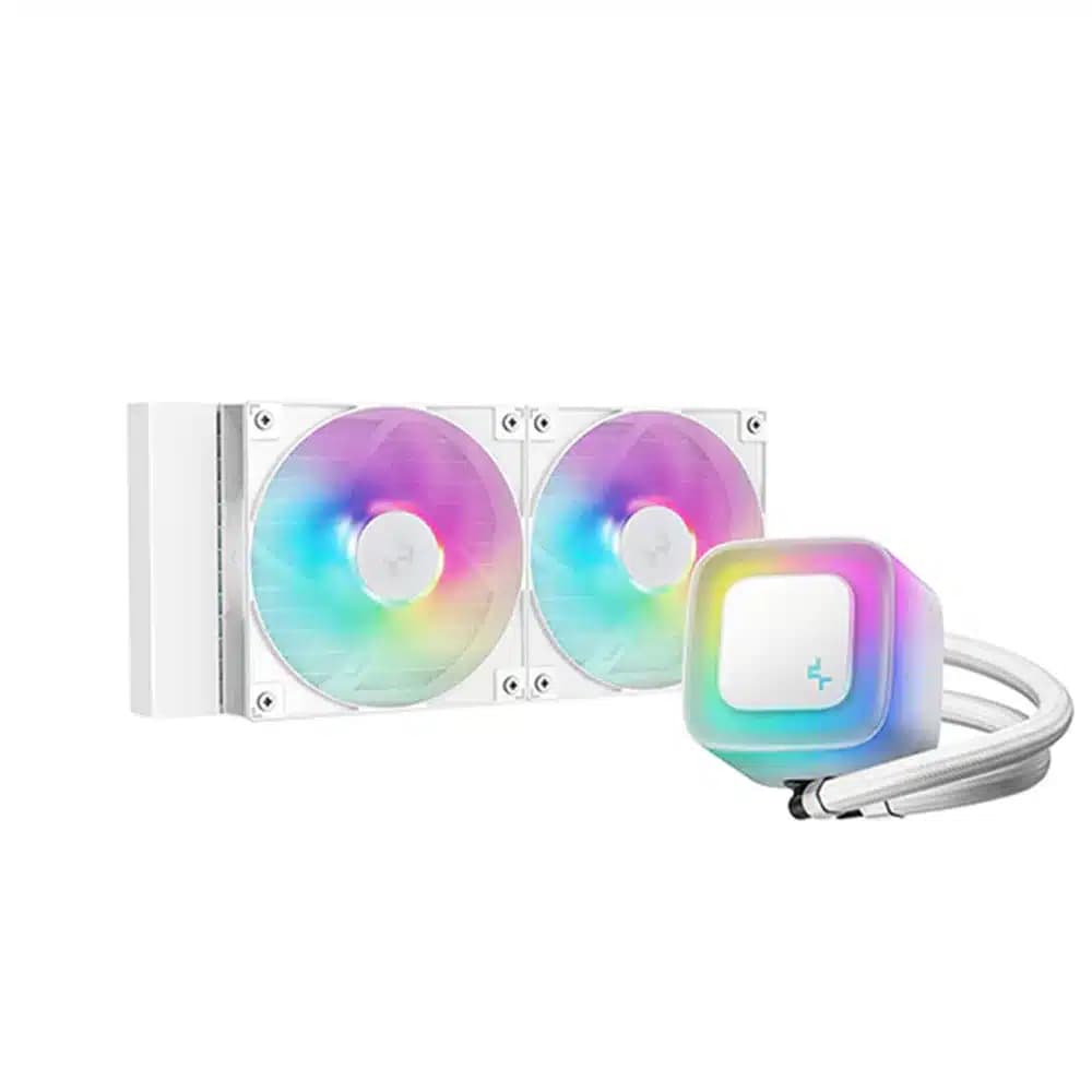 DeepCool LE240 V2 Liquid Cooler White, ARGB, 240mm Radiator, Dual 120mm Fans, Hydro Bearing, 3400 RPM Pump, RGB Lighting thumbnail 2