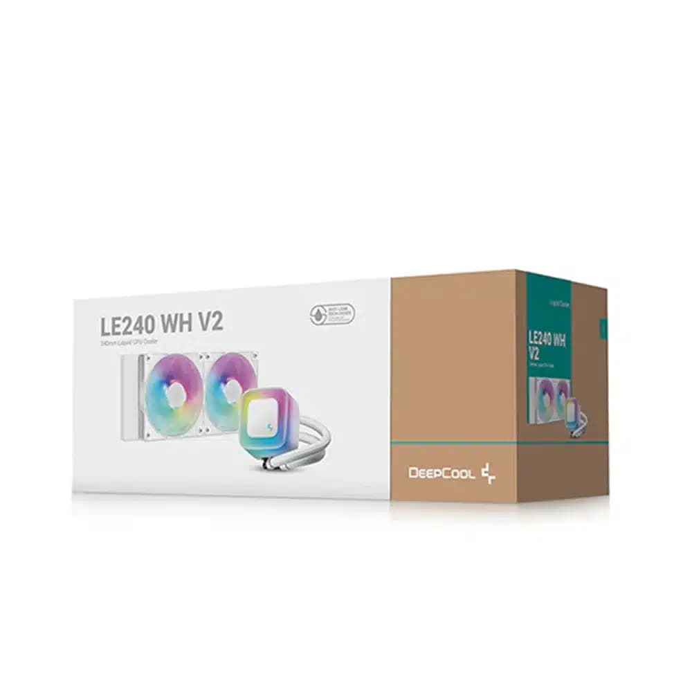 DeepCool LE240 V2 Liquid Cooler White, ARGB, 240mm Radiator, Dual 120mm Fans, Hydro Bearing, 3400 RPM Pump, RGB Lighting