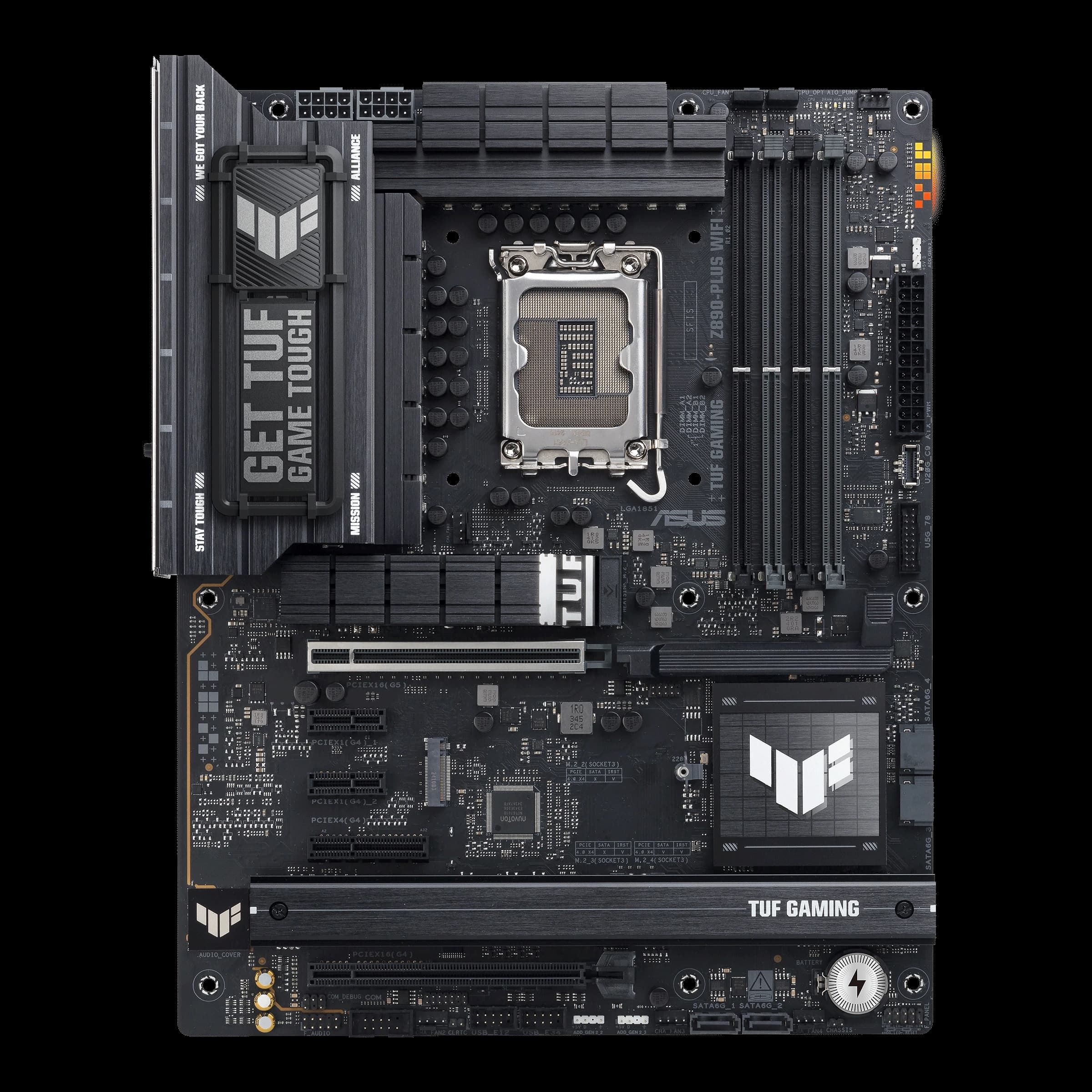 ASUS TUF Gaming Z890-Plus Wi-Fi LGA 1851 ATX Motherboard, Intel Z890 Chipset, 4x DDR5 DIMM Slots, Up to 192GB Max Memory, Wi-Fi 7 & BT 5.4, 1x PCIe 5.0 x16, 4x M.2 Slots, Black | 90MB1IQ0-M0EAY0 thumbnail 2