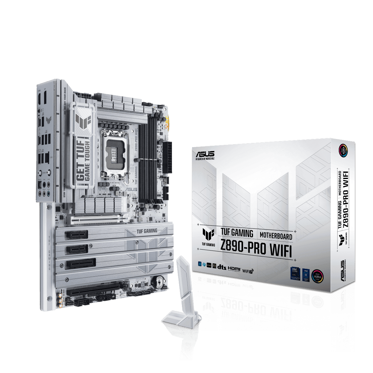 ASUS TUF GAMING Z890 PRO WIFI LGA 1851 ATX Motherboard with 4 DIMM slots, up to 192GB DDR5 memory, Thunderbolt 4, Wi-Fi 7, and Aura Sync
