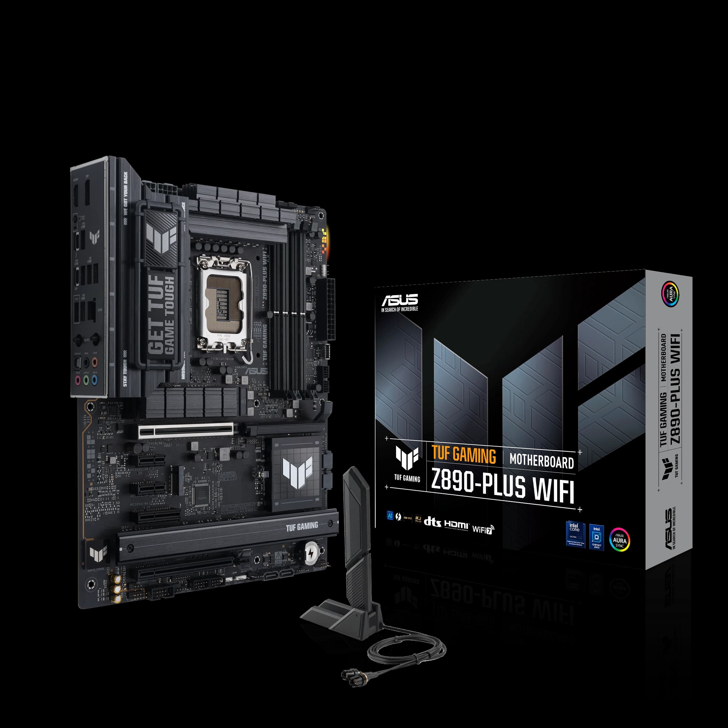 ASUS TUF Gaming Z890-Plus Wi-Fi LGA 1851 ATX Motherboard, Intel Z890 Chipset, 4x DDR5 DIMM Slots, Up to 192GB Max Memory, Wi-Fi 7 & BT 5.4, 1x PCIe 5.0 x16, 4x M.2 Slots, Black | 90MB1IQ0-M0EAY0