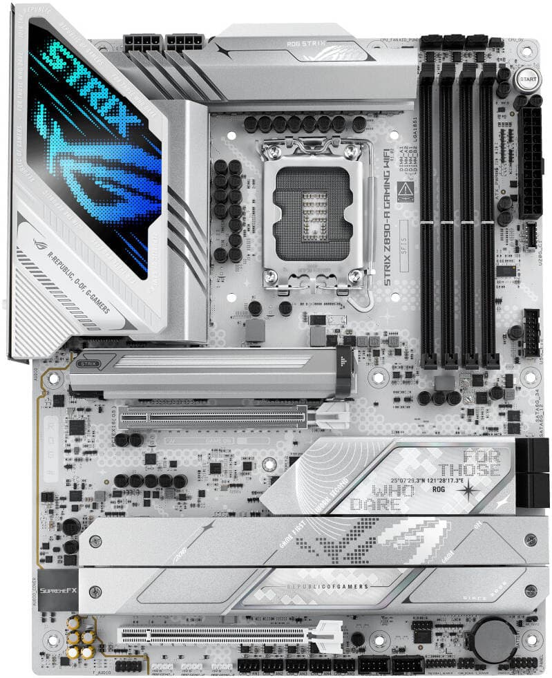 ASUS ROG Strix Z890-A Gaming Wi-Fi LGA 1851 ATX Motherboard, Intel Z890 Chipset, 4x DDR5 DIMM Slots, Up to 192GB Max Memory, Wi-Fi 7 & BT 5.4, PCIe 5.0 x16 Slot, 5x M.2 Slots, White thumbnail 5
