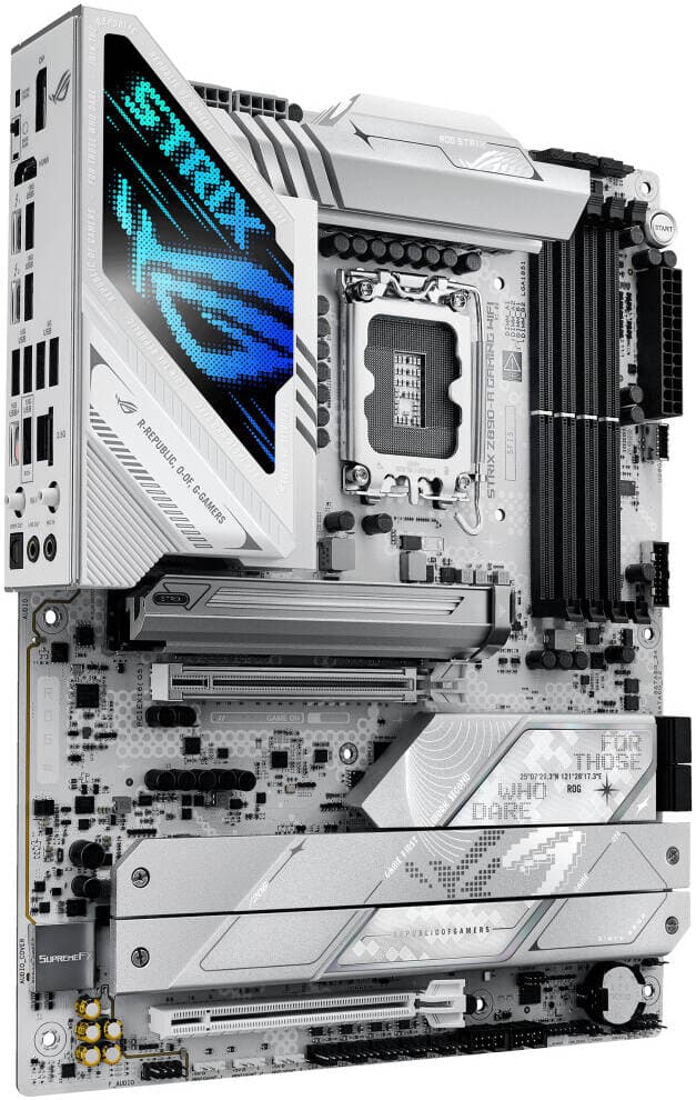 ASUS ROG Strix Z890-A Gaming Wi-Fi LGA 1851 ATX Motherboard, Intel Z890 Chipset, 4x DDR5 DIMM Slots, Up to 192GB Max Memory, Wi-Fi 7 & BT 5.4, PCIe 5.0 x16 Slot, 5x M.2 Slots, White thumbnail 4