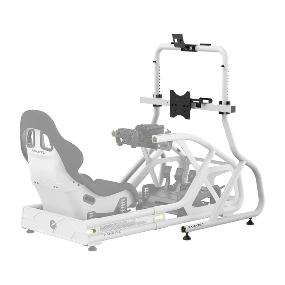 FANATEC GT Cockpit Monitor Stand White, 32-65" VESA 100-400mm Single Screen Mount, 34" Overhead Ultrawide Support, 50mm Steel Frame, Height Adjustable