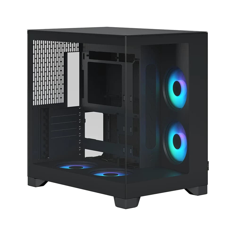 Fractal Pop 2 Vision RGB PC Case Black, Tempered Glass, 4x Aspect 12X Reverse RGB Pre Installed Fans, Up To 8x 120mm Fans, Up To 360mm Radiator, Dual Chamber Design