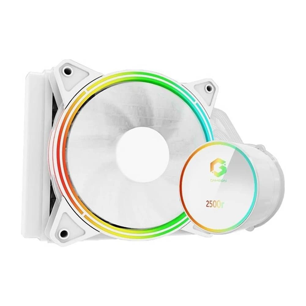 GAMEON Tupolev 120 MM CPU COOLER White, Durable Teflon Tube RGB Pump Rifle Bearing Speed, 1200rpm