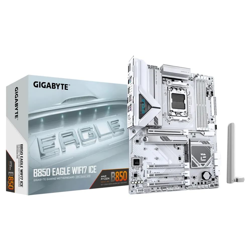 GIGABYTE B850 EAGLE WIFI7 ICE Motherboard, AMD B850 Chipset, 256GB DDR5, 1 x PCI Express x16 slot, ATX Form Factor