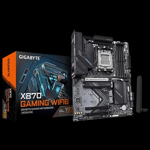 GIGABYTE X870 GAMING WIFI6 AM5 ATX Motherboard, AMD X870 Chipset, Realtek 2.5GbE LAN chip, Wi-Fi 6 RTL8851BE, 2 x PCI Express x16 slots, iTE I/O Controller Chip, PCIe 5.0 x16, Black