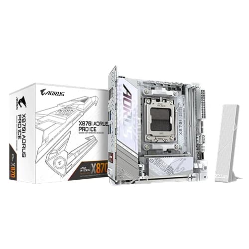 GIGABYTE X870I AORUS PRO ICE Motherboard, AMD X870 Chipset, 128GB Memory, 2x DDR5 DIMM, 1x PCI Express x16 slot, Mini-ITX Form Factor