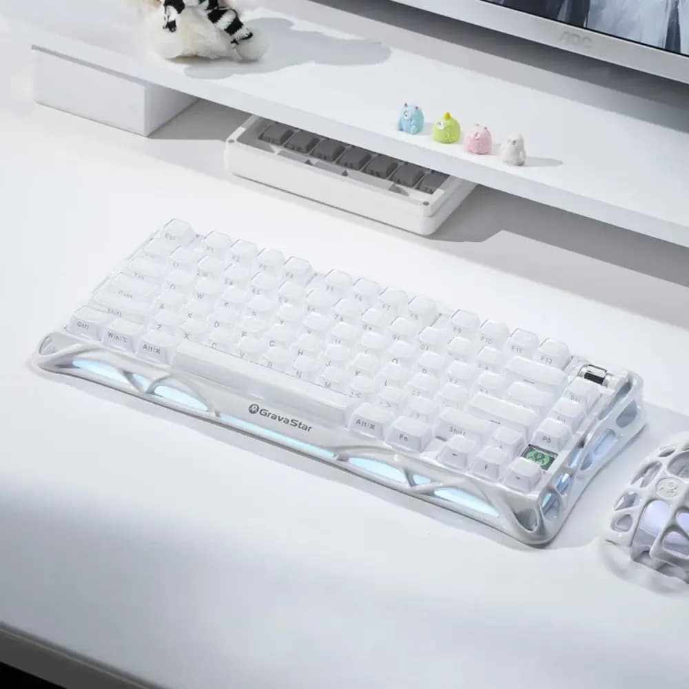 GravaStar Mercury K1 Opaline White Mechanical Gaming Keyboard, Linear Switches, RGB, 8000mAh Battery & Tri-Mode Connectivity thumbnail 2