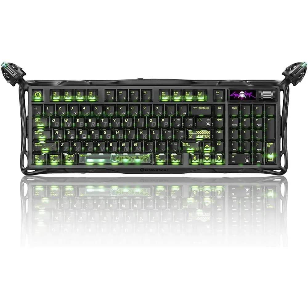 GravaStar Mercury K98 Pro Phantom Black 98% Mechanical Gaming Keyboard with UFO Switches, Dual 8K Polling & 8000mAh Battery