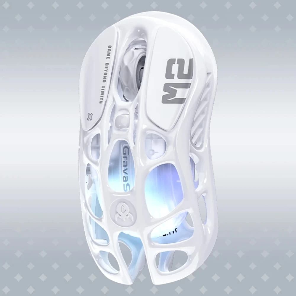 GravaStar Mercury M2 Opaline White Wireless Gaming Mouse with PAW3395 Sensor, 26,000 DPI, 1000Hz Polling & RGB thumbnail 4