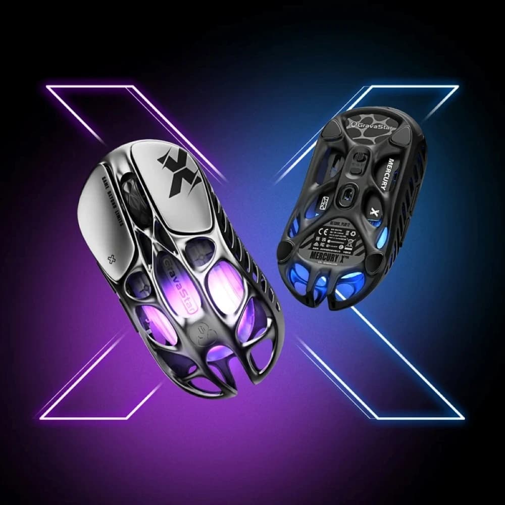 GravaStar Mercury X Galaxy Black Wireless Gaming Mouse with PAW3950 Sensor, 32,000 DPI, 49g Magnesium Alloy & Tri-Mode thumbnail 4