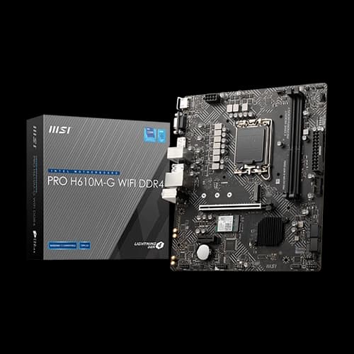 MSI Pro H610M-G Wifi DDR4 M-ATX Motherboard, LGA 1700 Socket, Intel H610 Chipset, Dual Memory Channel, 64GB Max Memory, Intel Wi-Fi 5, Bluetooth 4.2
