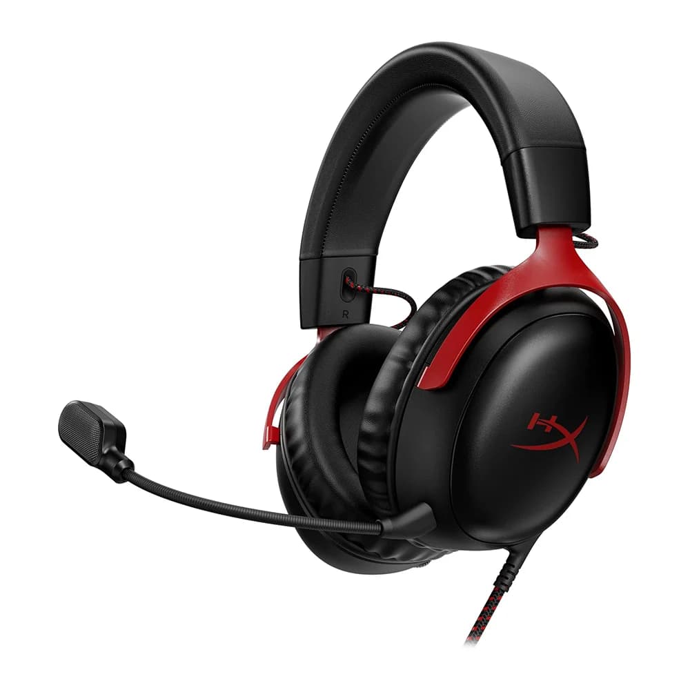 HyperX Cloud III Wired Gaming Headset, For PC / PS5 / PS4 / Xbox Series, Angled 53mm Drivers, Noise Cancelling, With LED Mic Mute Indicator, 10Hz-21kHz Frequency Response, Black/Red thumbnail 3