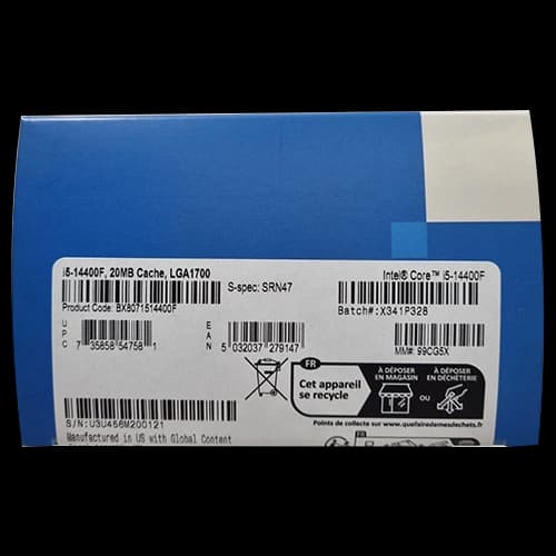 Intel Core i5 14400F Desktop Processor, 20M Cache, up to 4.70GHz, 10 Cores, 16 Threads, 192 GB Max Memory Size thumbnail 2