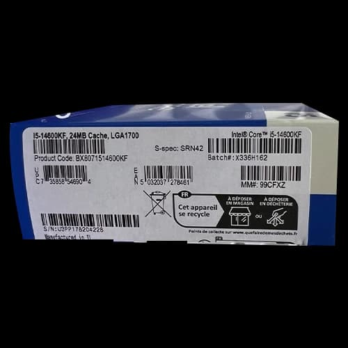 Intel Core i5 14600KF processor, 24M Cache, up to 5.30 GHz, LGA 1700, 14 Cores, 20 Threads,  125 W Processor Base Power thumbnail 3
