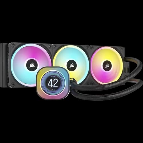 Corsair iCUE LINK H150i LCD Liquid CPU Cooler, 360mm, 16.44 - 63.1 CFM, 0.17 - 3.8mm-H2O Fan Static Pressure, 480 - 2400RPM ±10% Fan Speed thumbnail 3