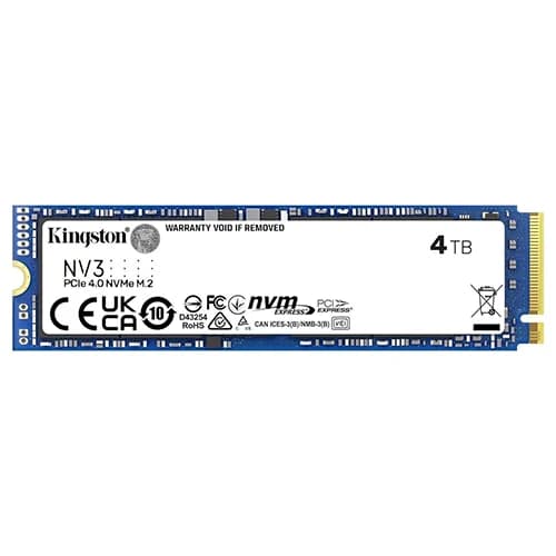 Kingston NV3 4TB  NVMe PCIe Gen 4.0 SSD,1280TBW, PCIe 4.0, M.2 2280 Form Factor