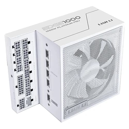 LIAN LI EDGE1000 80 PLUS Platinum Power Supply White, Fully modular, 1000W, 996W COMBINED +12V, 12-6A 50-60Hz Freq, ATX 3.1 Form Factor