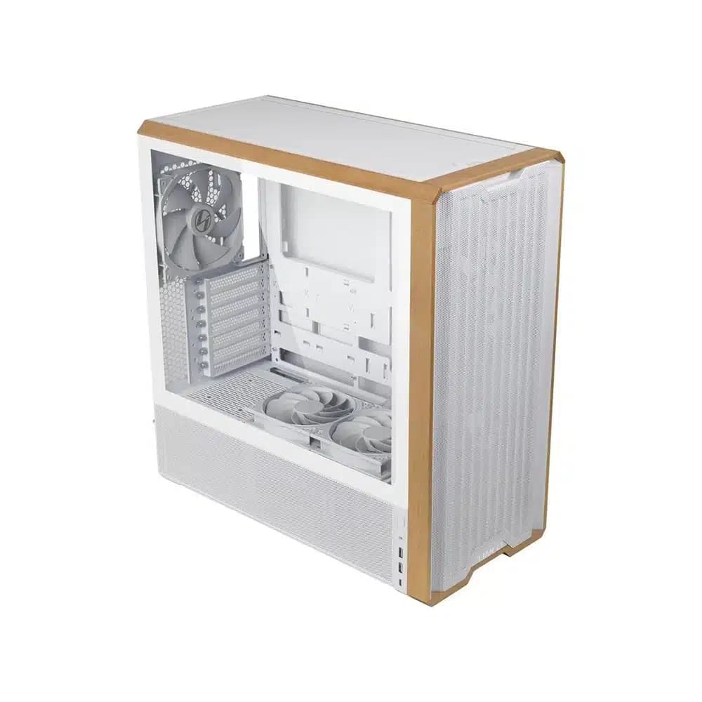 Lian Li Lancool 217 Mid Tower Case White, 2x 170mm, 2x 120mm, & 1x 140mm Pre-Installed Fan, Up to 360mm Radiator & 12x Fan Support, Steel, 4.0mm Tempered Glass, & Wood thumbnail 2