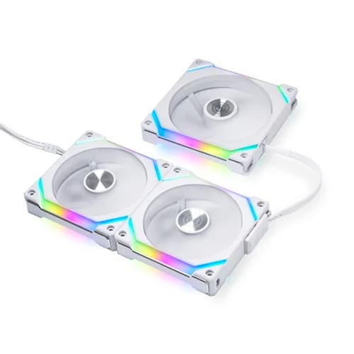 LIAN LI UNI FAN SL120 V2 120MM fan 3 White, 4× 7-PIN (Power Cable) 2× Extension Cable Connector, 0, 250~2000 RPM Fan Speed, 2.59 mmH2O max Air Pressure, Fluid Dynamic Bearing