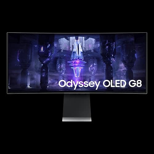 Samsung Odyssey OLED G8 G850S 34 Inches Smart Curved Gaming Monitor LS34BG850, 175Hz Refresh Rate, 0.1ms Response Time, 1Bn Colors, AMD FreeSync Premium, Micro HDMI, Mini DP, USB-C & Speakers