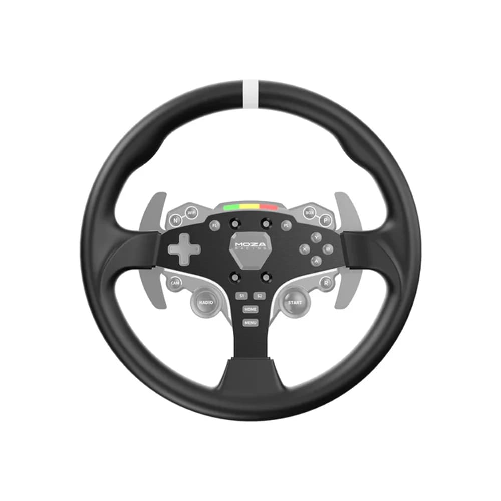 MOZA 12-Inch Round Wheel Mod for ESX, Ergonomic Design, Microfiber Leather Grips, Aluminum Wheel Rim, Lightweight Construction