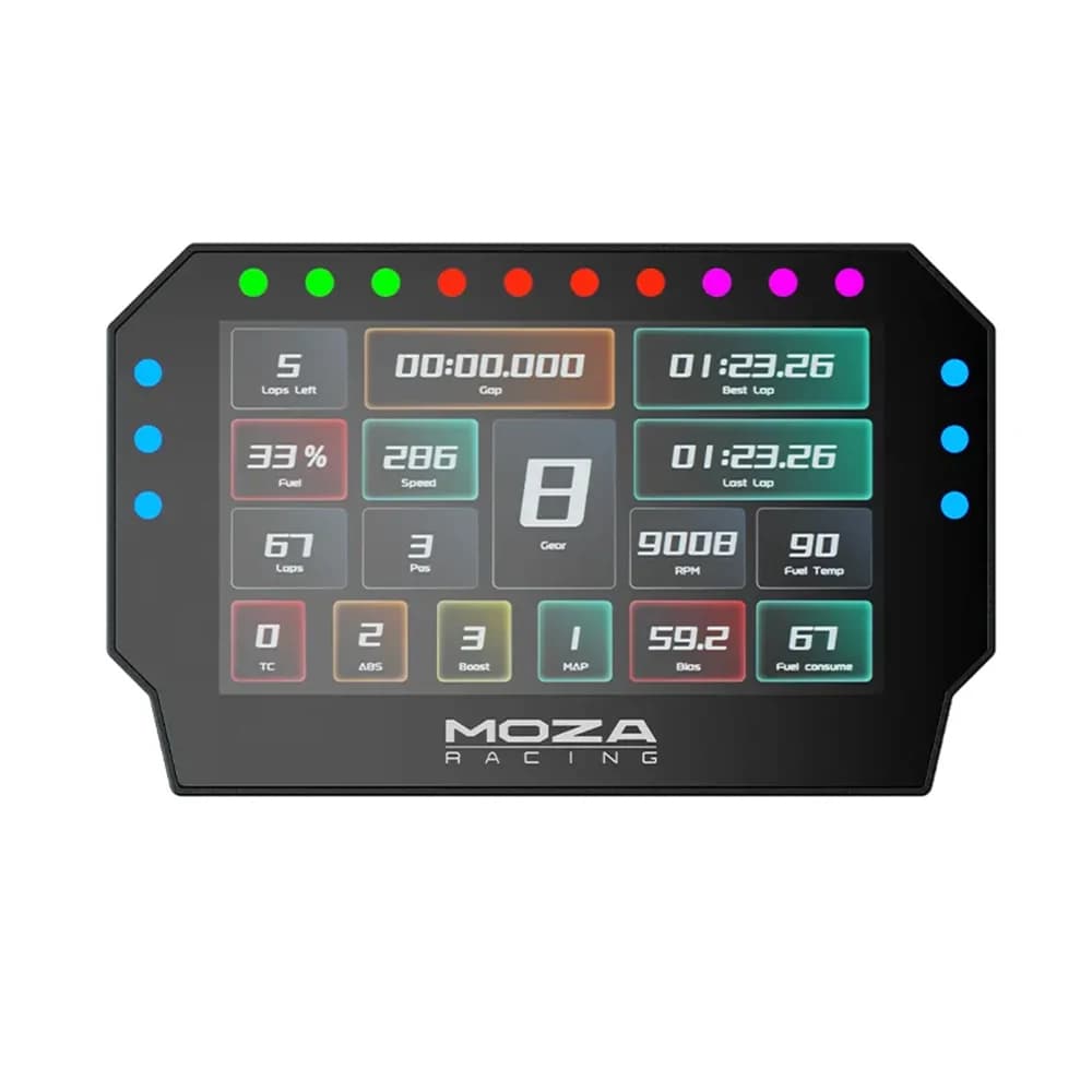 MOZA CM2 HD Racing Dash Display, 5" Touch Display, 1280 x 720 Resolution, Fully Customizable UI, Aluminum Alloy Case Material, 16.7m Color Options