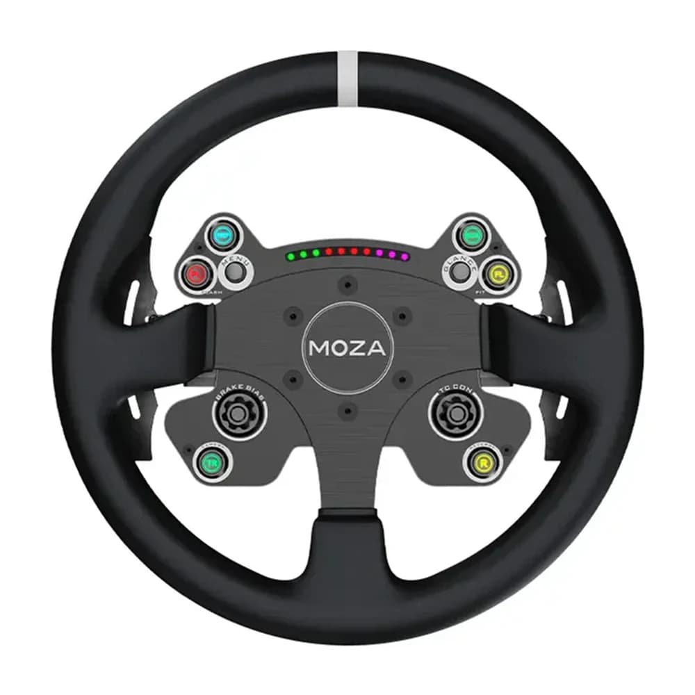 MOZA CS V2P Gaming Steering Wheel Black, 13 Inches Diameter, Magnetic Shifter, Forged Carbon Fiber, Customized Quick Release, RGB Sequential Shifter Light Indicator, Aluminum Alloy Frame