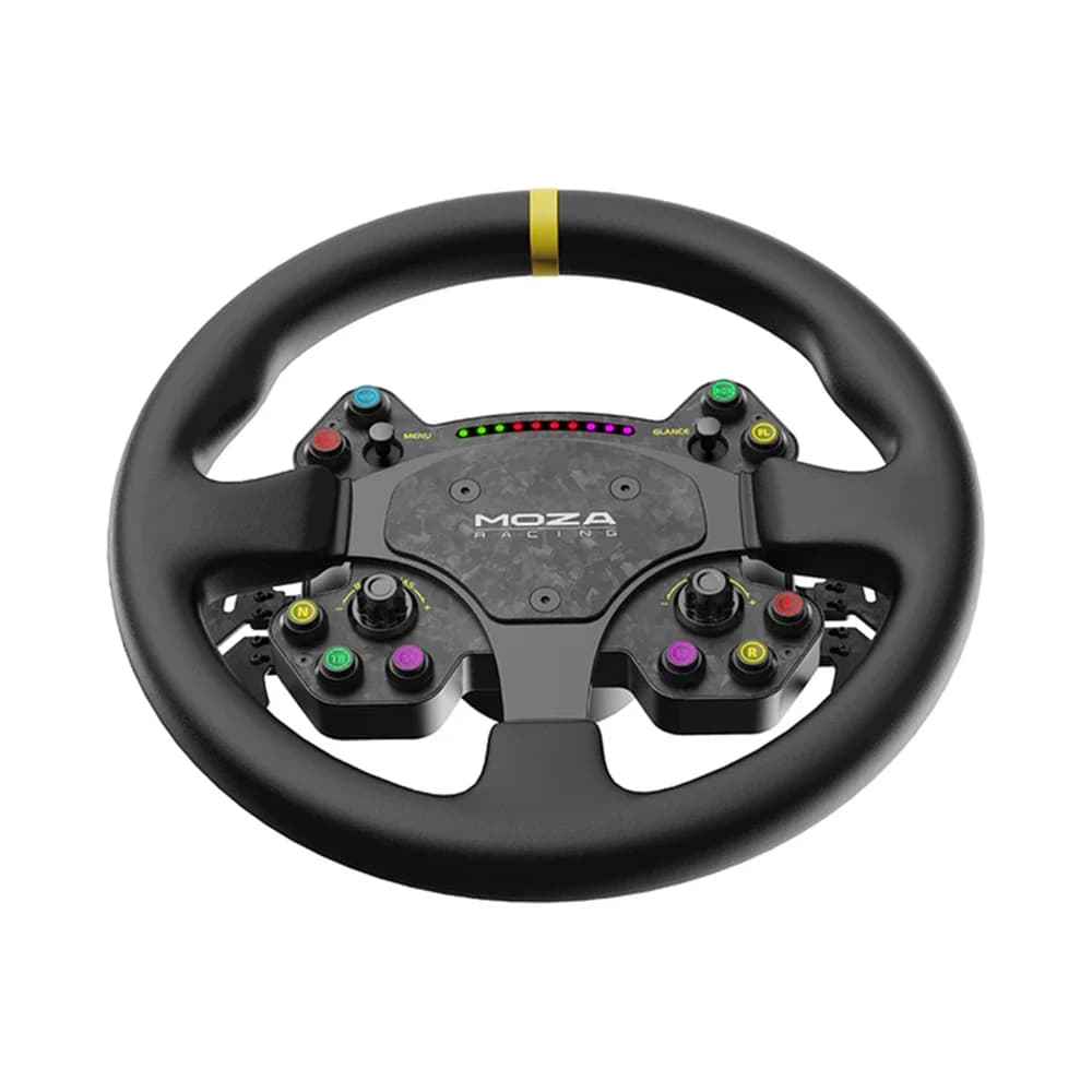 MOZA RS V2 Steering Wheel, 13-Inch Racing Rim, Forged Carbon Fiber & Aluminum, Genuine Leather Grip, RGB Rev Lights thumbnail 2