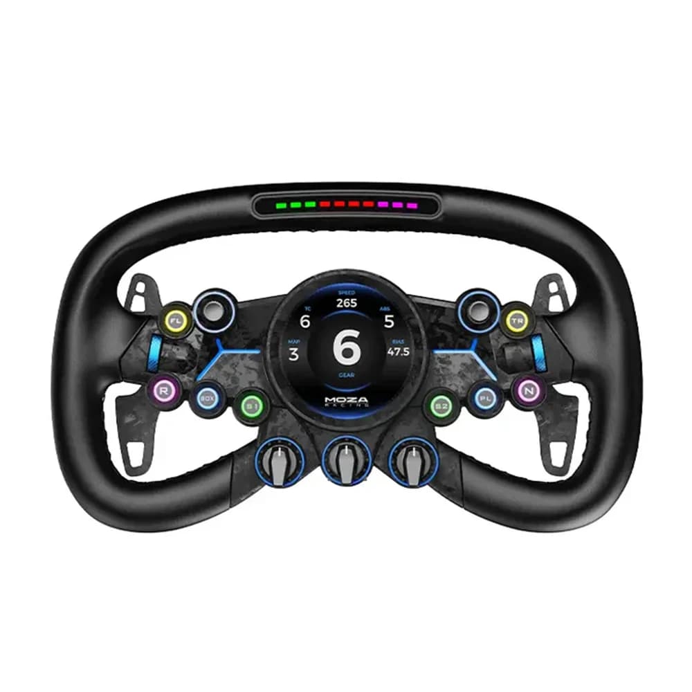 MOZA Vision GS Gaming Wheel Black, High-Definition Circular Display, Dynamic RGB Lighting, Precision Input Controls, Advanced Paddle Technology, Telemetry Integration
