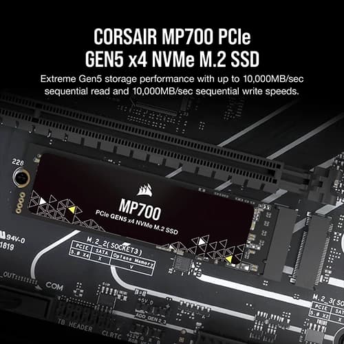 Corsair MP700 2TB PCIe 5.0 (Gen 5) x4 NVMe M.2 SSD, Up to 9500MB/s Max Read & Up to 8500MB/s Max Write Speed, 3D TLC NAND Flash thumbnail 4