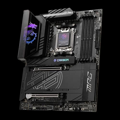 MSI MPG X870E CARBON WIFI Motherboard, AM5 Socket, 4x DDR5 UDIMM up to  256GB Memory, Realtek ALC4080 Codec, Wi-Fi 7 Solution, 4x EZ Debug LED, ATX Form Factor | 911-7E49-001 thumbnail 4