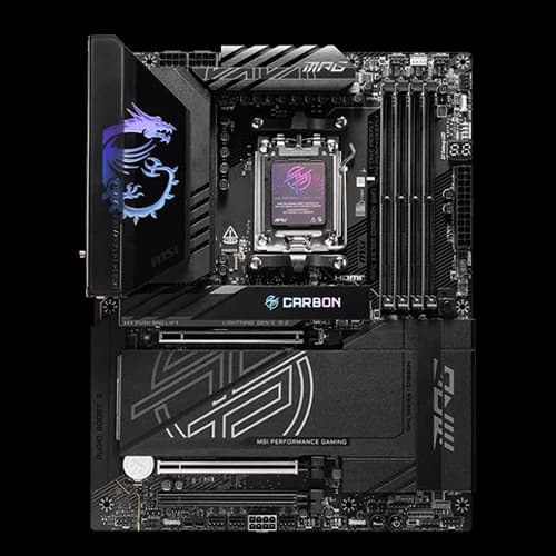MSI MPG X870E CARBON WIFI Motherboard, AM5 Socket, 4x DDR5 UDIMM up to  256GB Memory, Realtek ALC4080 Codec, Wi-Fi 7 Solution, 4x EZ Debug LED, ATX Form Factor | 911-7E49-001 thumbnail 3