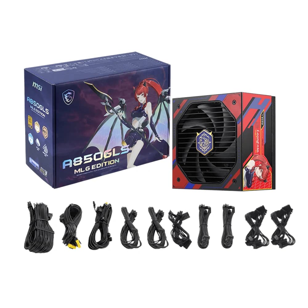 MSI A850GLS MLG EDITION Power Supply, 80 PLUS Gold, full modular, 850W, Fluid Dynamic Bearing