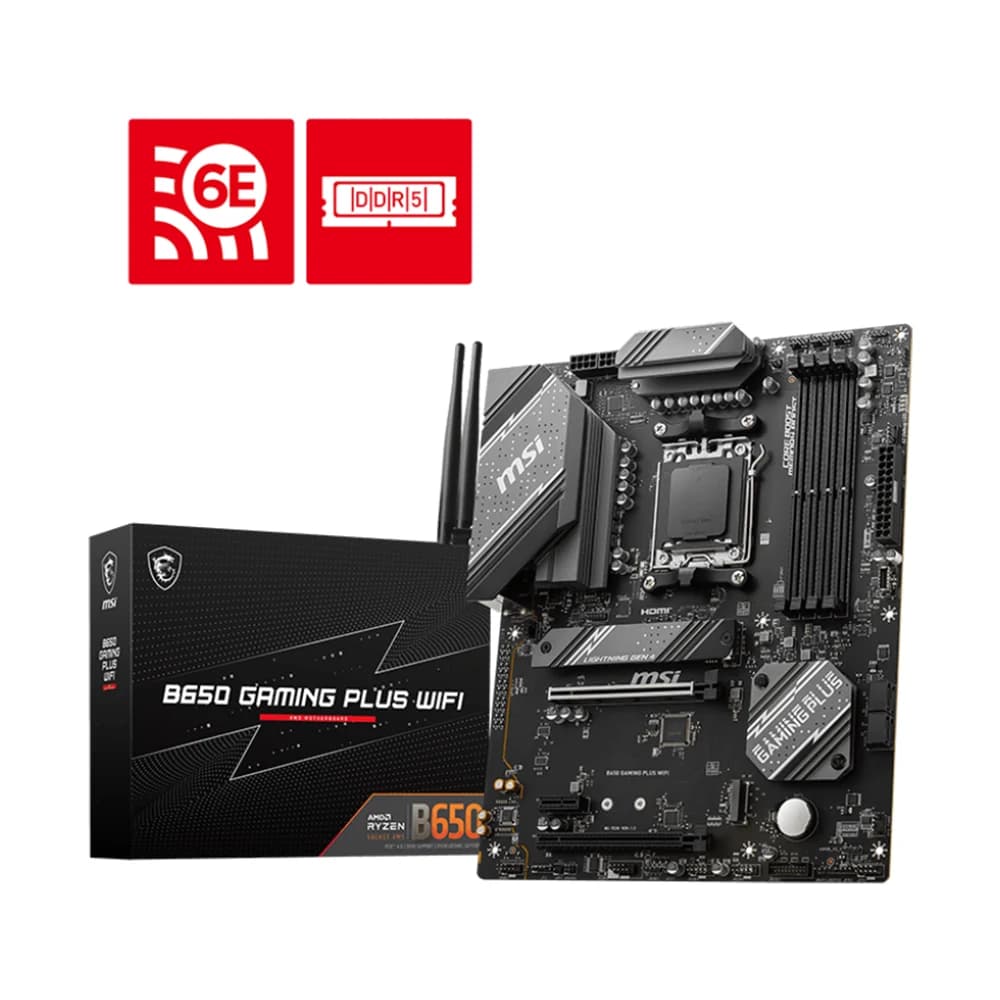 MSI B650 GAMING PLUS WIFI Motherboard, AMD B650 Chipset, Wi-Fi 6E, 256GB 4x DDR5, 2x PCI-E x16 slot, ATX Form Factor
