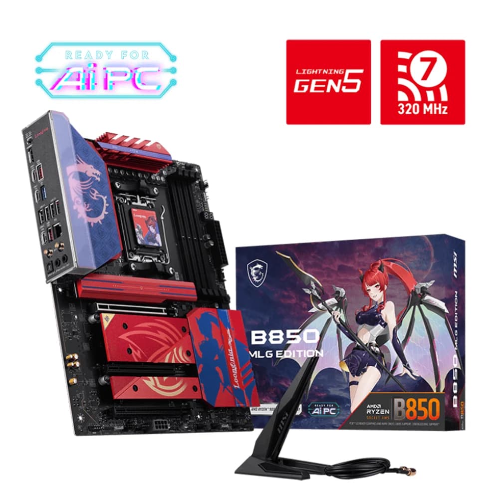 MSI B850 MLG EDITION Motherboard, AMD B850 Chipset, ALC4080 Codec, 3x PCI-E x16 Slot