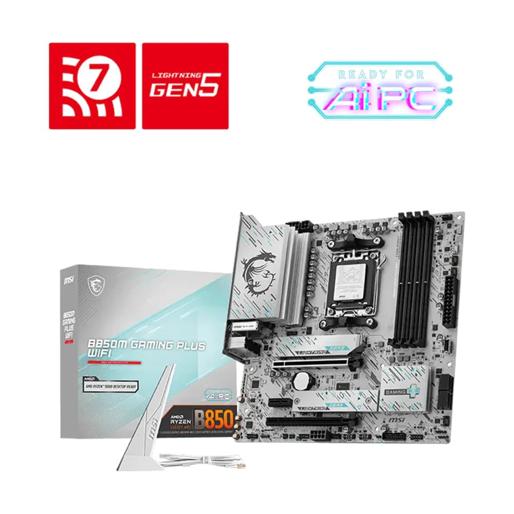 MSI B850M GAMING PLUS WIFI Motherboard, AMD B850 Chipset, 4x DDR5 UDIMM, 256GB, 2x PCI-E x16 slot, mATX