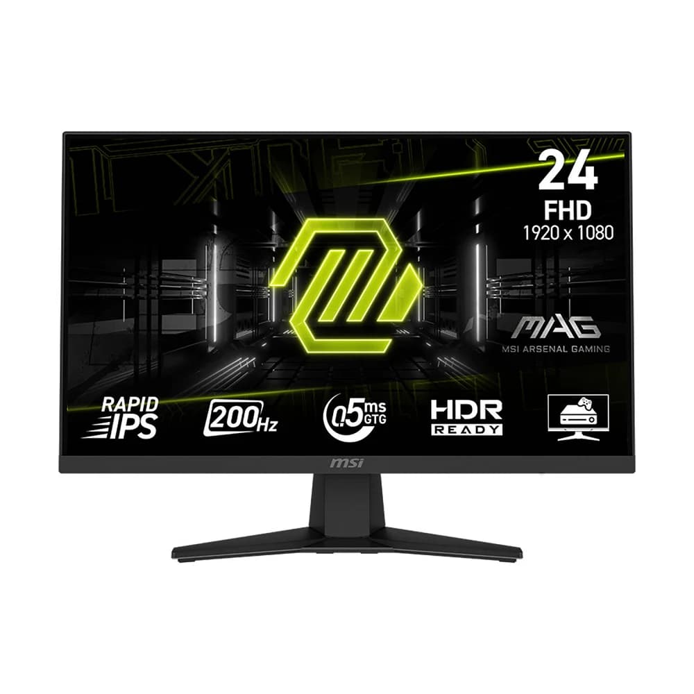 MSI MAG 244F Gaming Monitor 24-inch Rapid IPS Display, FHD Resolution, 200Hz Refresh Rate, 0.5ms (GtG) Response Time, AMD FreeSync Premium Technology, 1.07B Display Color, Black