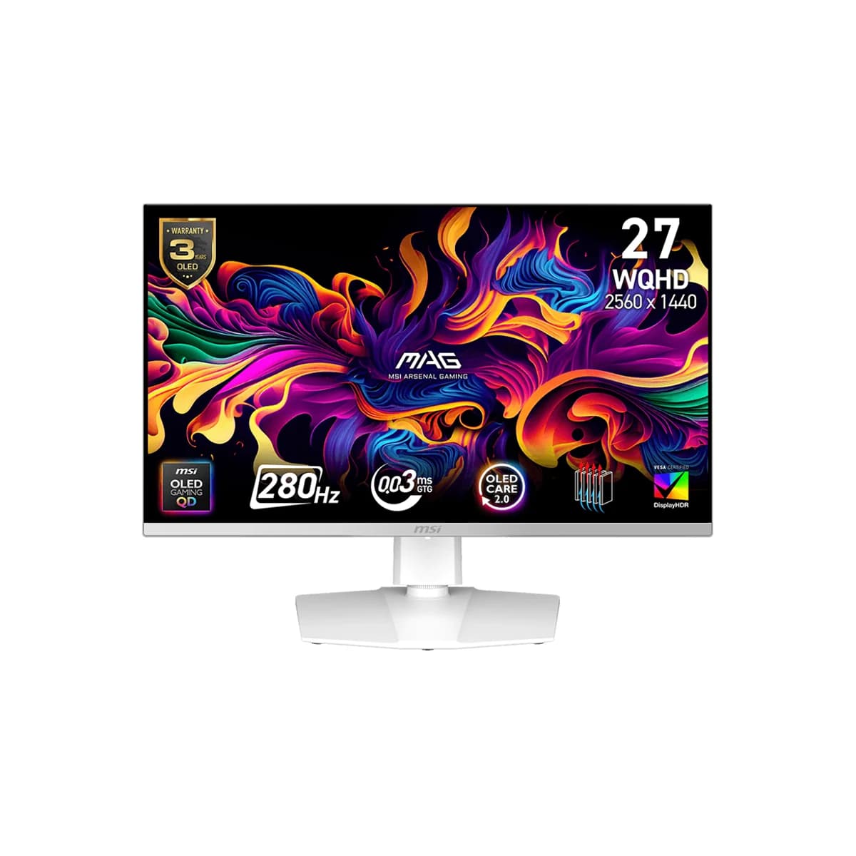 MSI MAG 272QPW QD-OLED X28 Gaming Monitor, 280Hz refresh rate, rapid 0.03ms (GtG) response time, Adaptive-Sync