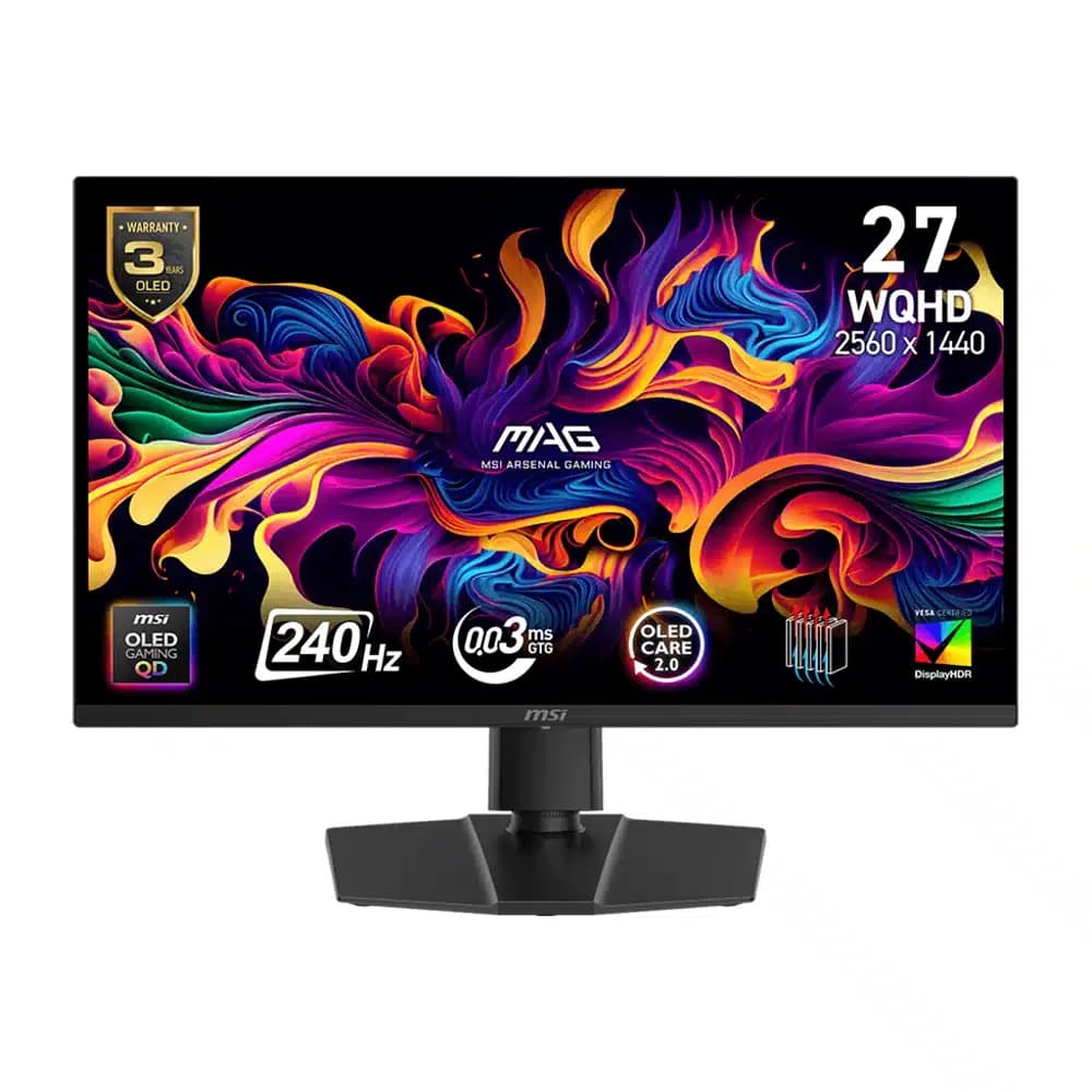 MSI MAG 273QP X24 Gaming Monitor, 27" QD-OLED Display, WQHD Resolution, 240Hz Refresh Rate, 0.03ms (GtG) Response Time, Adaptive-Sync Technology, 1.07b Color Display